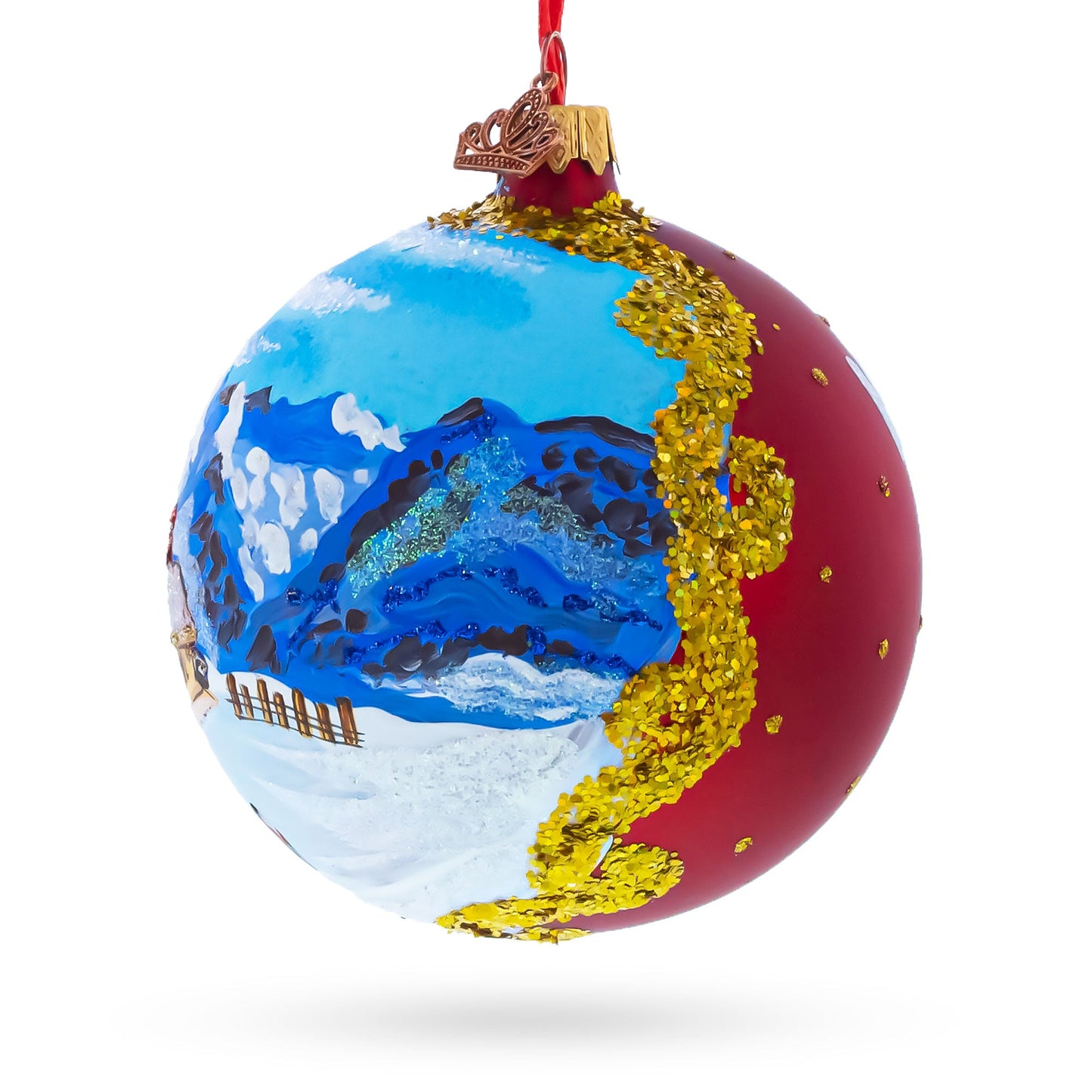Val d 'Isere, France Glass Ball Christmas Ornament 4 Inches