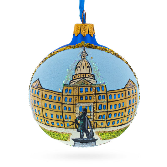 Lansing, Michigan, USA Glass Ball Christmas Ornament 3.25 Inches