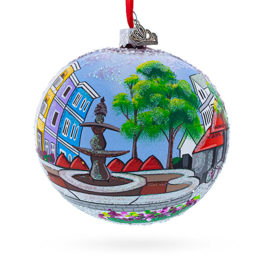 Historic Federal Hill, Providence, Rhode Island, USA Glass Ball Christmas Ornament 4 Inches