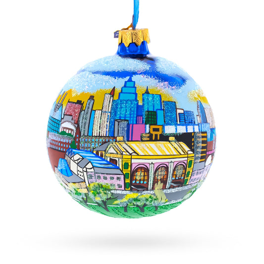 Downtown of Kansas City, Missouri Glass Ball Christmas Ornament 4 Inches