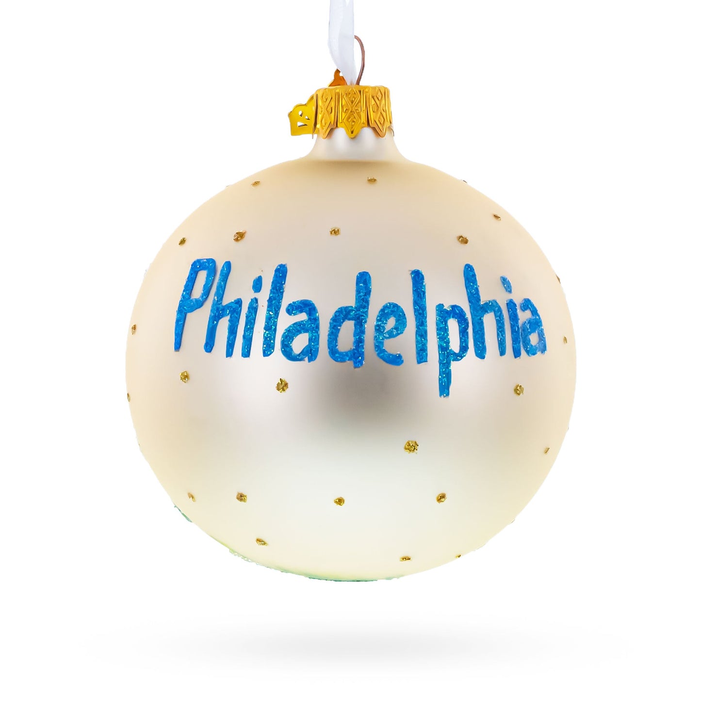 Skyline of Philadelphia, Pennsylvania Glass Ball Christmas Ornament 3.25 Inches