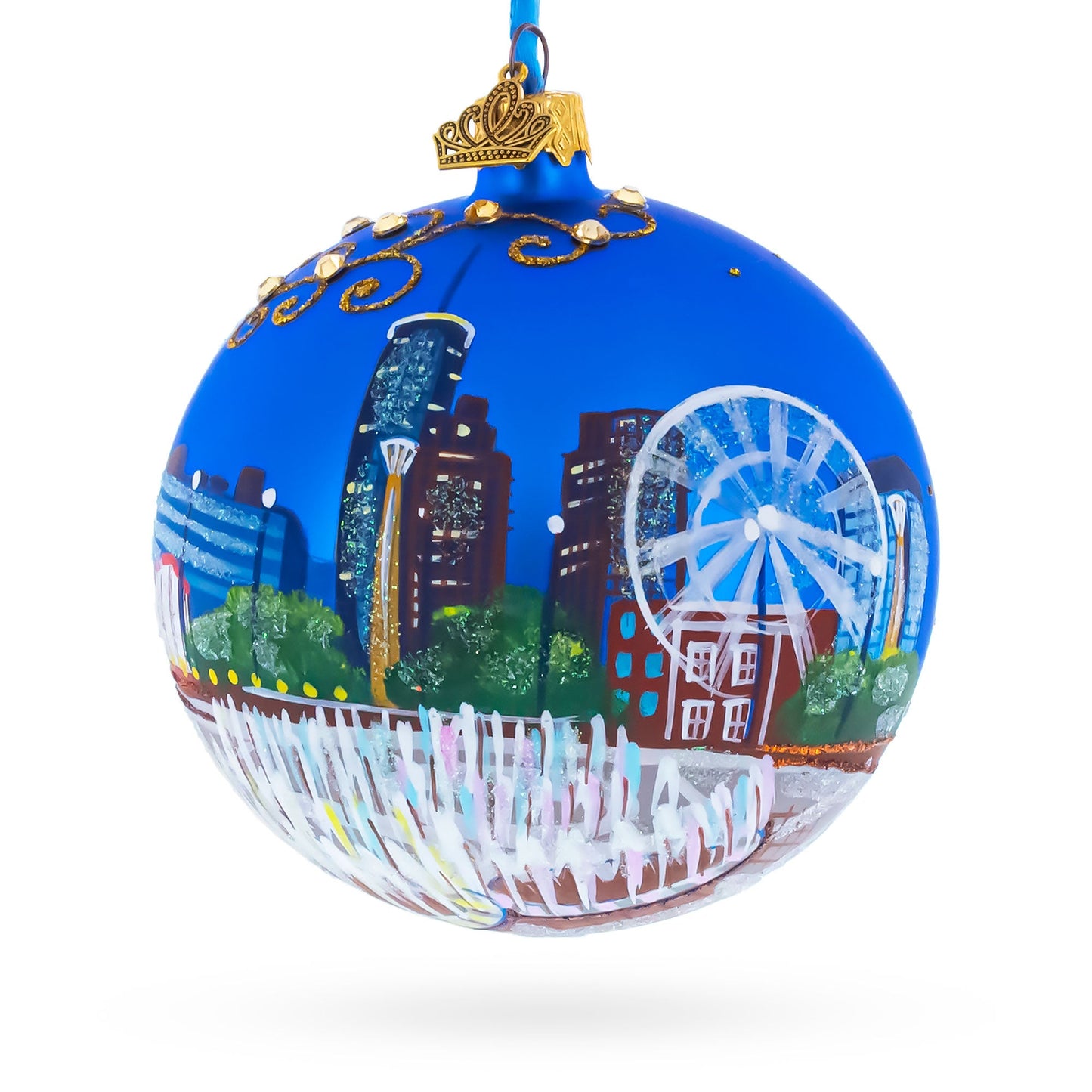 Atlanta, Georgia Jeweled Glass Ball Christmas Ornament 4 Inches