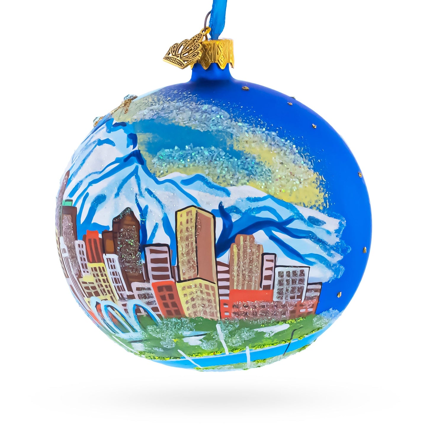 Denver, Colorado Jeweled Glass Ball Christmas Ornament 4 Inches