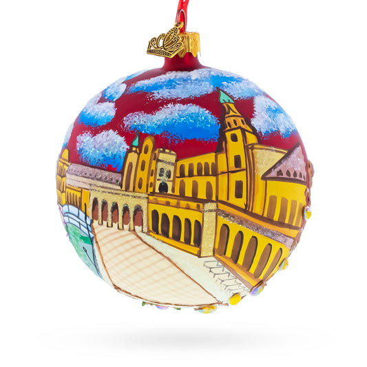 The Plaza de España (Spain Square) Sevilla, Spain Glass Ball Christmas Ornament