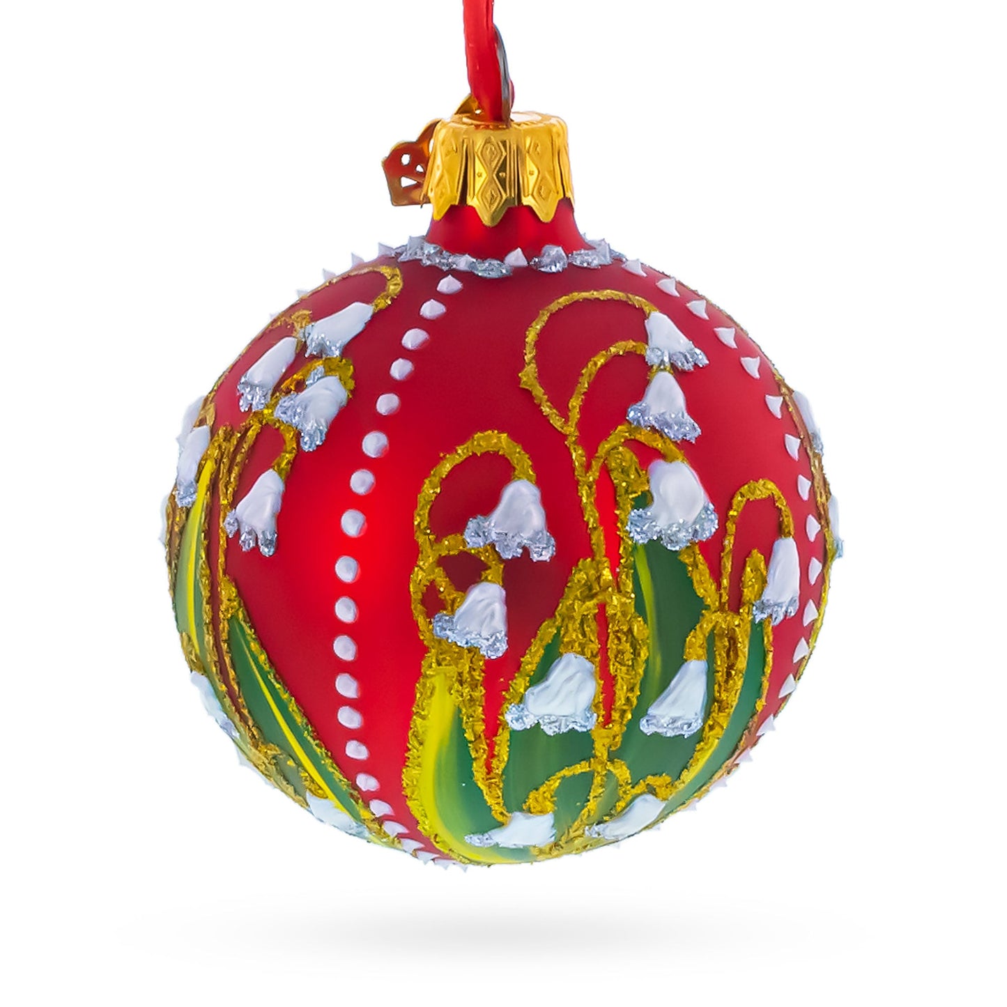 1898 Lilies of the Valley Royal Glass Ball Christmas Ornament 2.4 Inches
