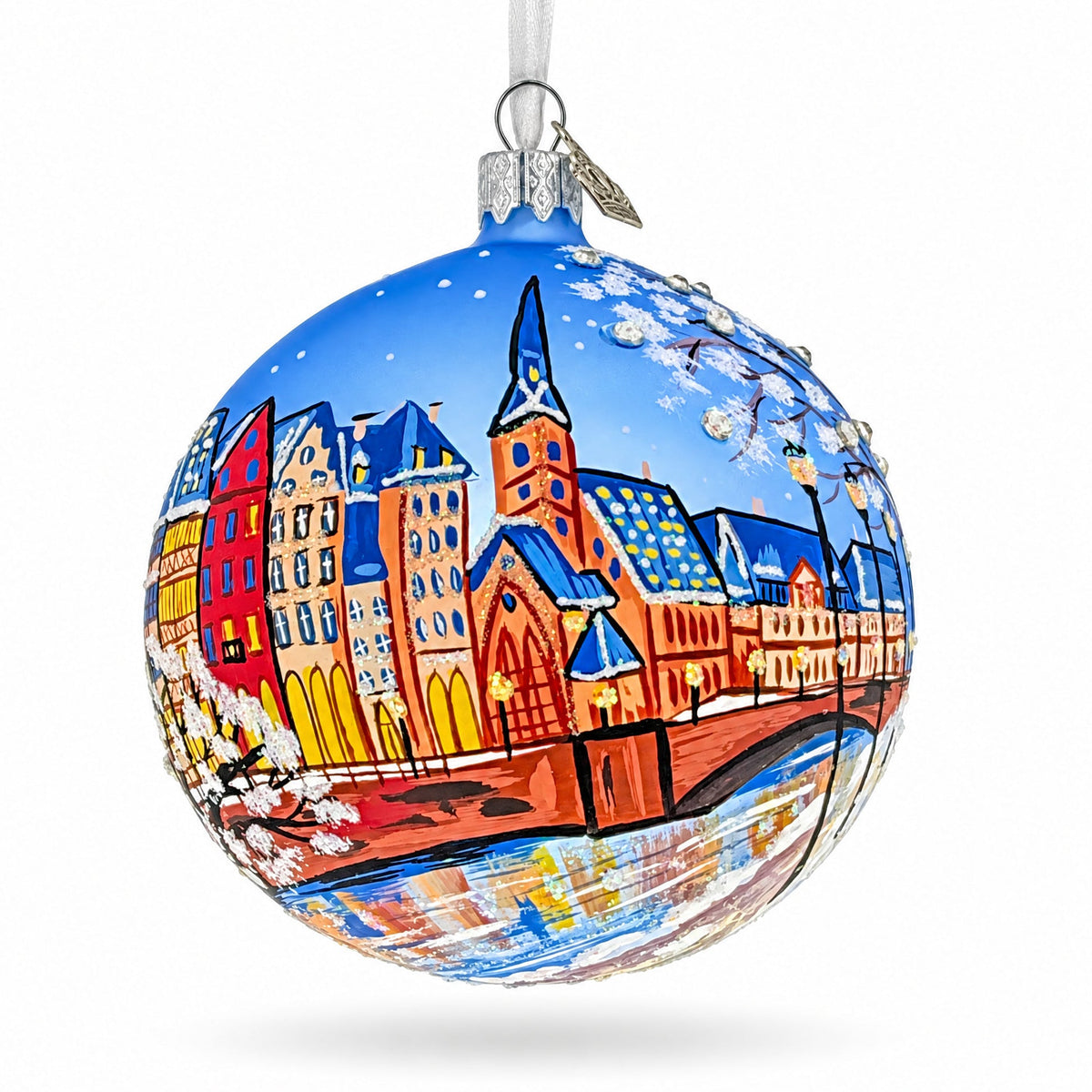 Strasbourg, France Cityscape Translucent Glass Ball Christmas Ornament