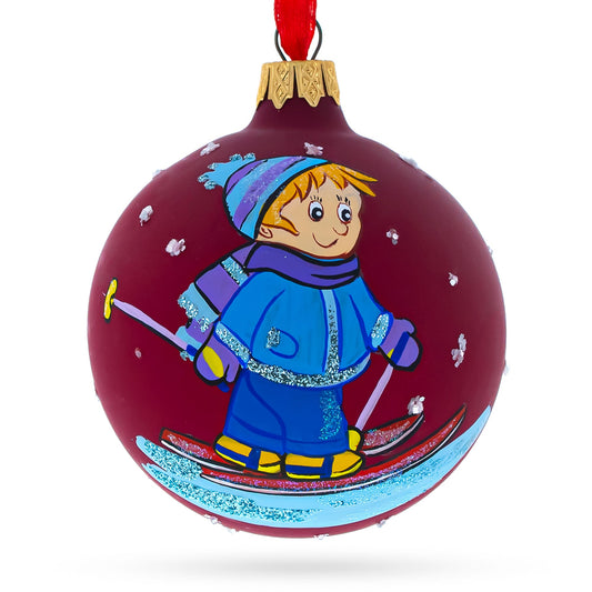I Love to Ski Glass Ball Christmas Ornament 3.25 Inches