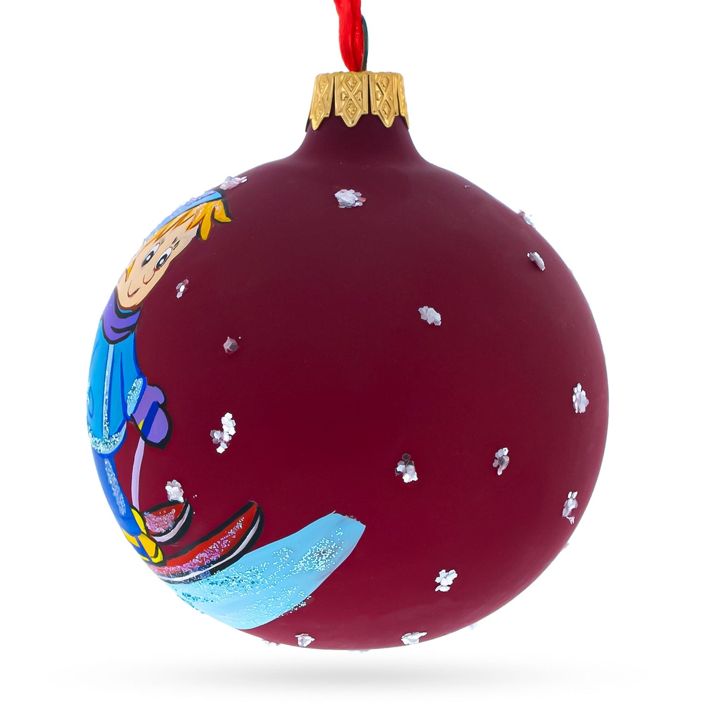 I Love to Ski Glass Ball Christmas Ornament 3.25 Inches