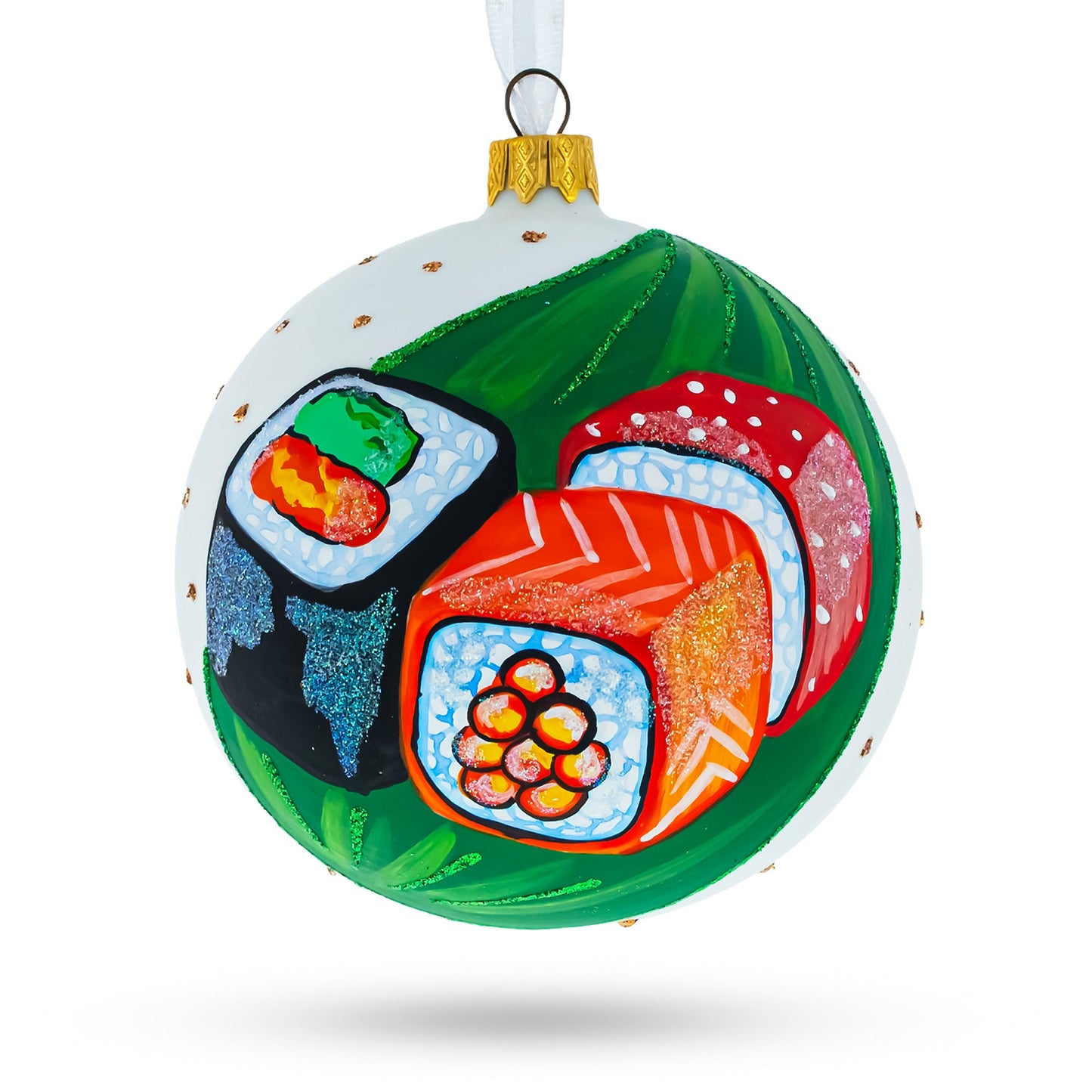 Sushi Lover Glass Ball Christmas Ornament 4 Inches