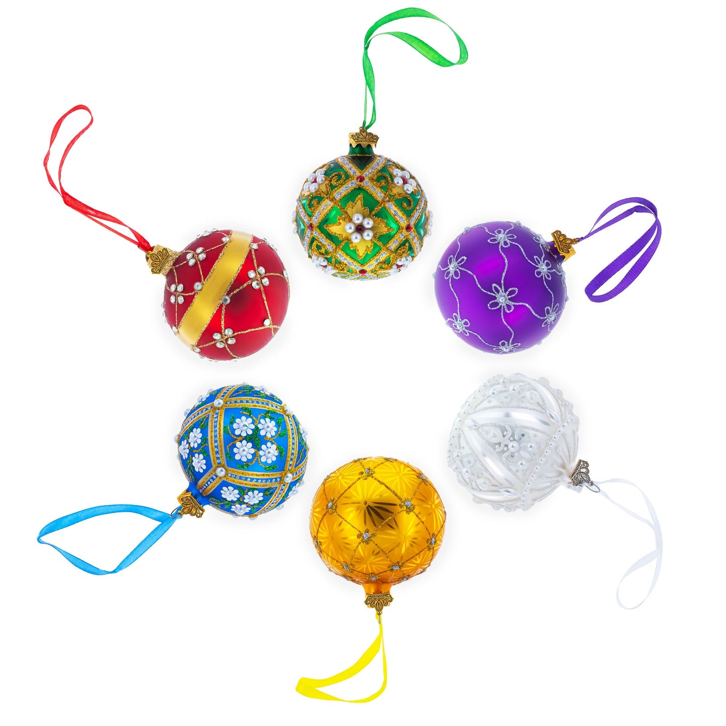 White Winter Glitter Snowflake Design Glass Ball Christmas Ornament 3.25 Inches