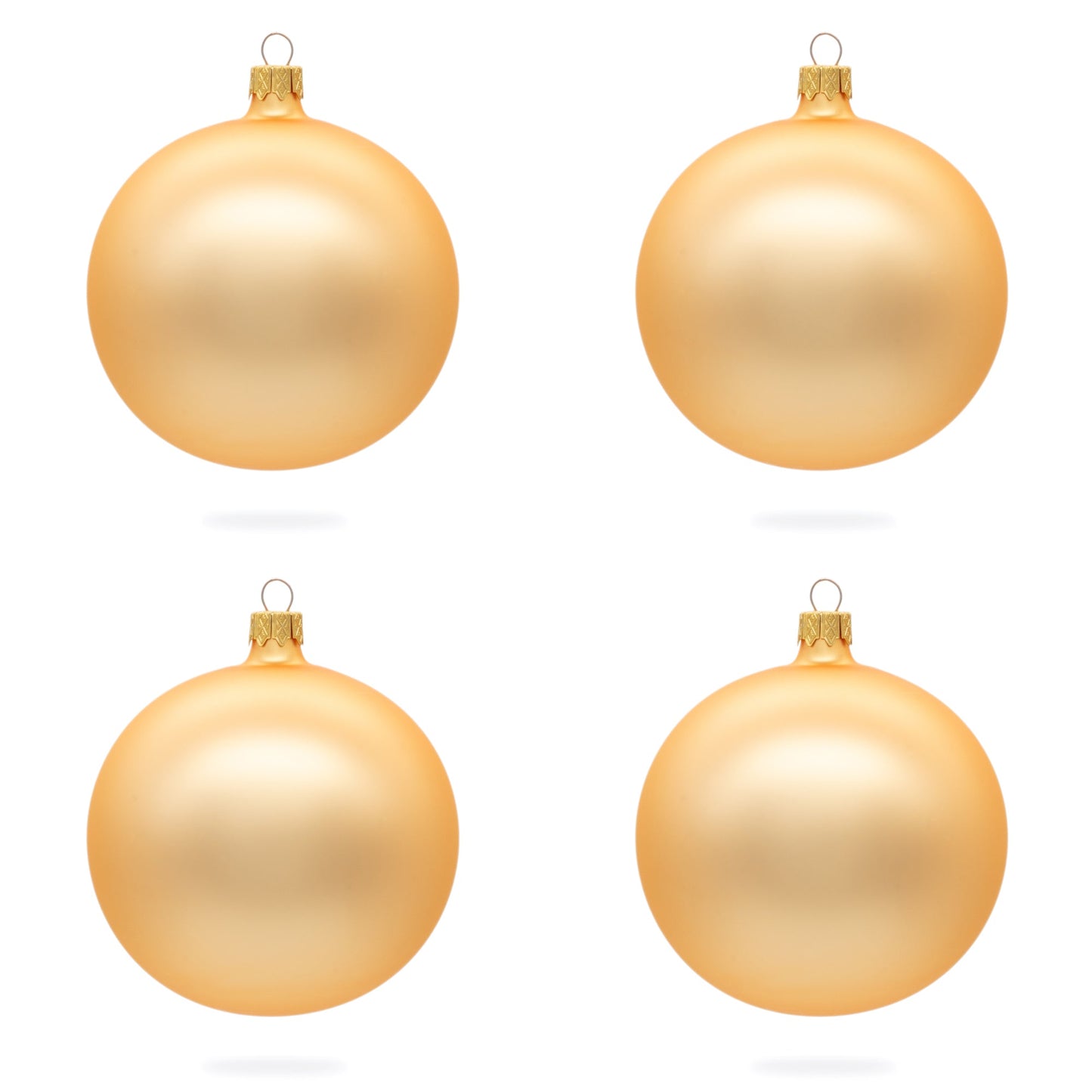 Set of 4 Rose Gold Glass Ball Ornaments 4 Inches