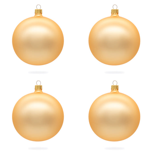 Set of 4 Rose Gold Glass Ball Ornaments 4 Inches