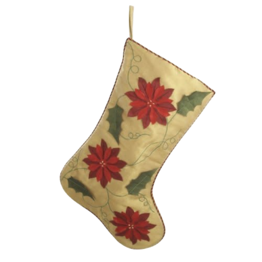 Gold Stocking With Poinsettia