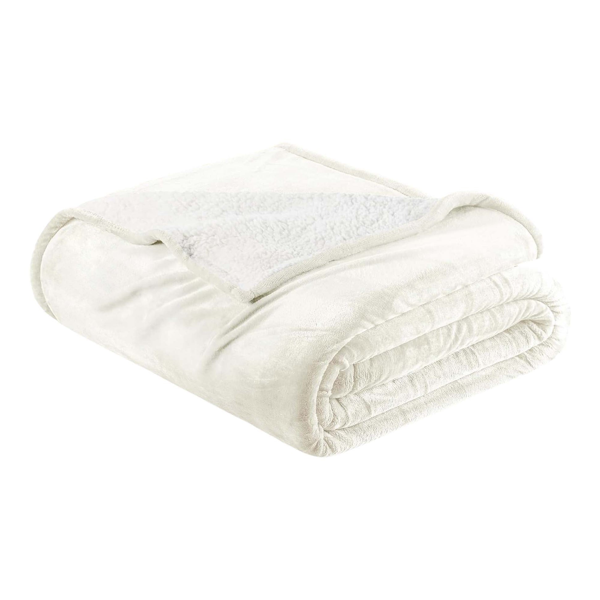 Folded white blanket on a white background