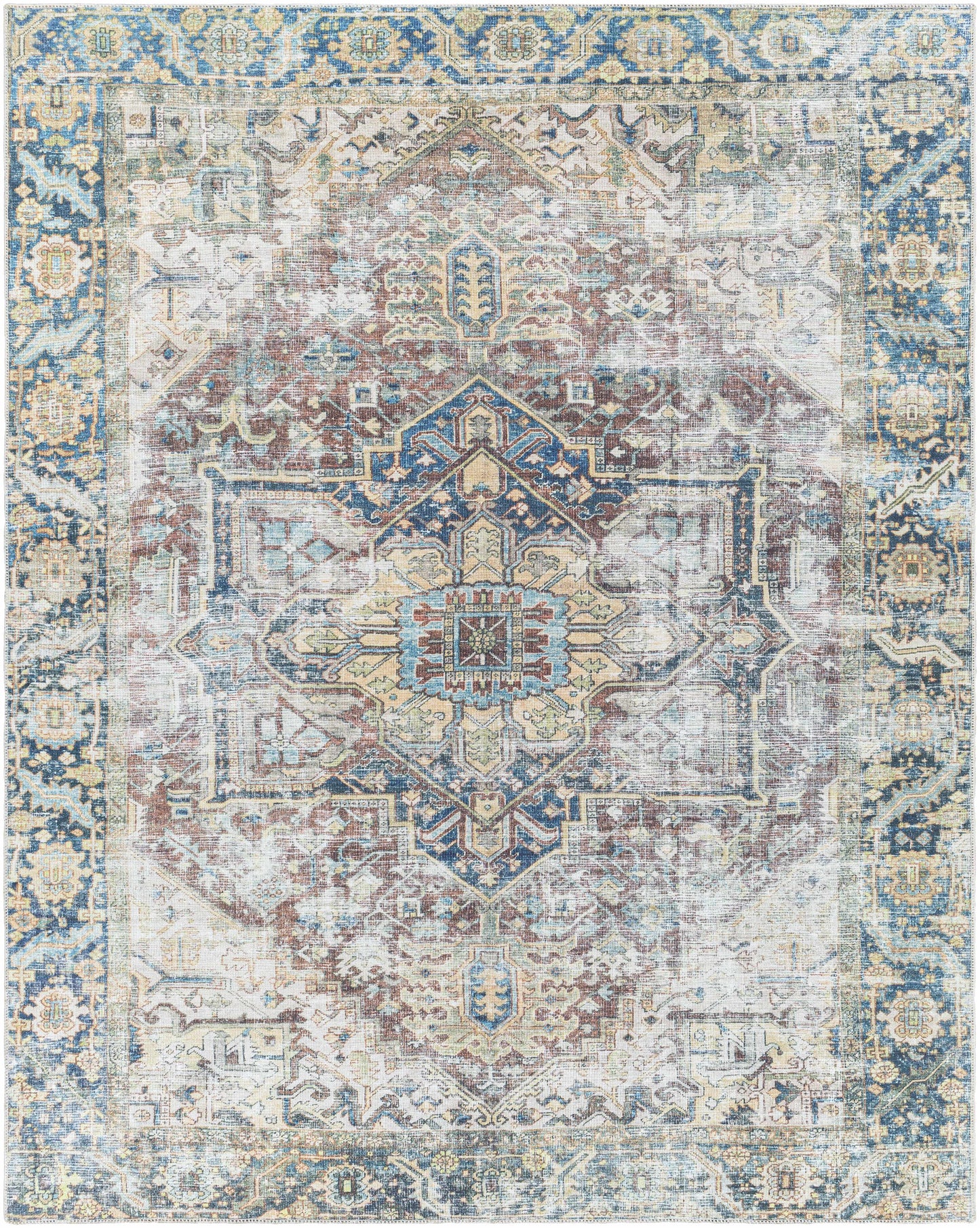 Blue Catigpian Distressed Washable Area Rug