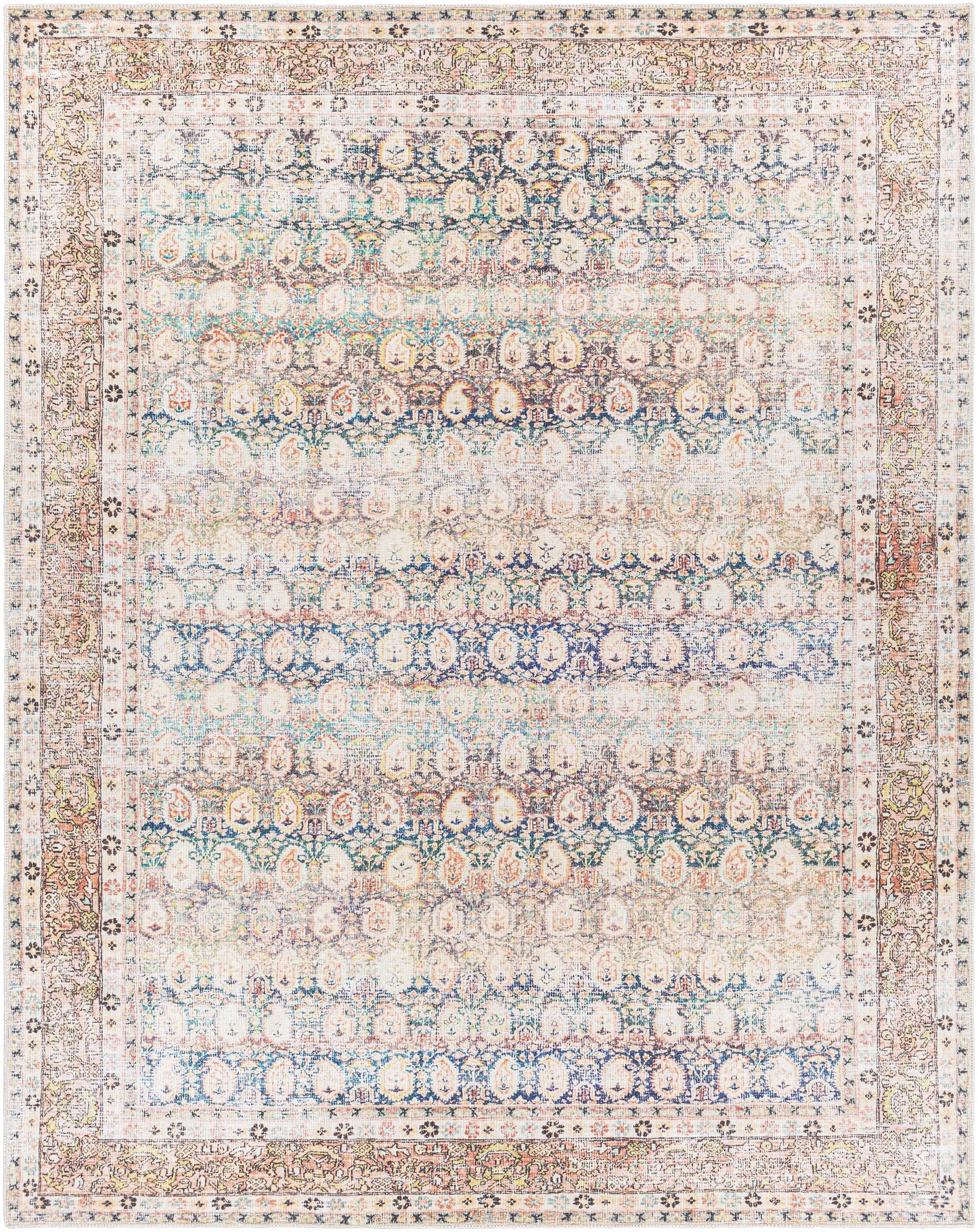 Rust Maligaya Distressed Washable Area Rug