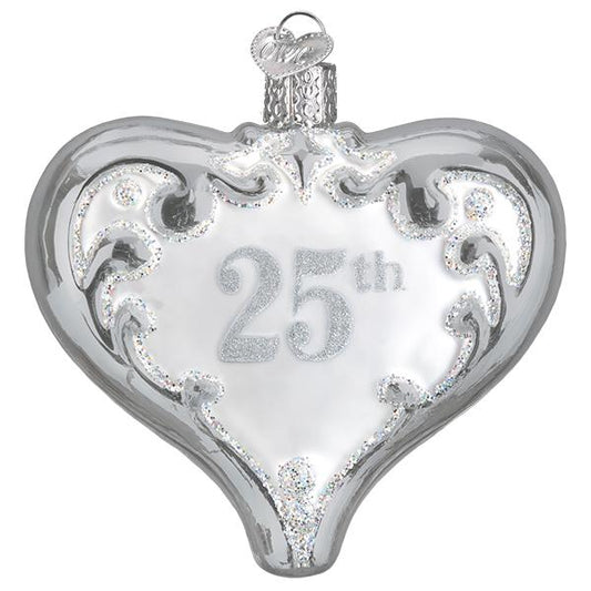 Old World Christmas 25th Anniversary Heart Glass Ornament
