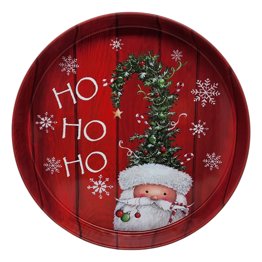 Huge Deep Round 13.5" Tray - Ho Ho Ho