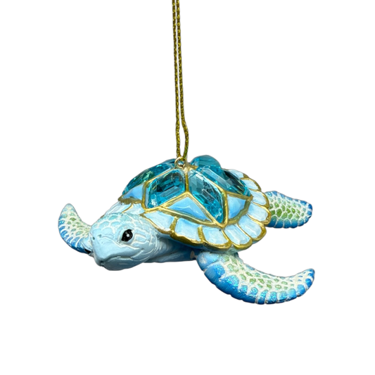Sea Turtle with Light Blue Gems Ornament