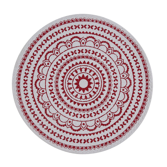 Red Medallion Round Printed Placemat