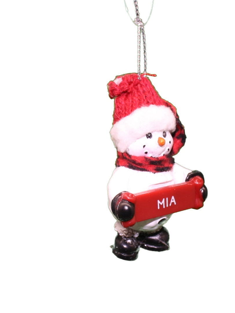 Cozy Snowman Ornament (Letters G - R) -
