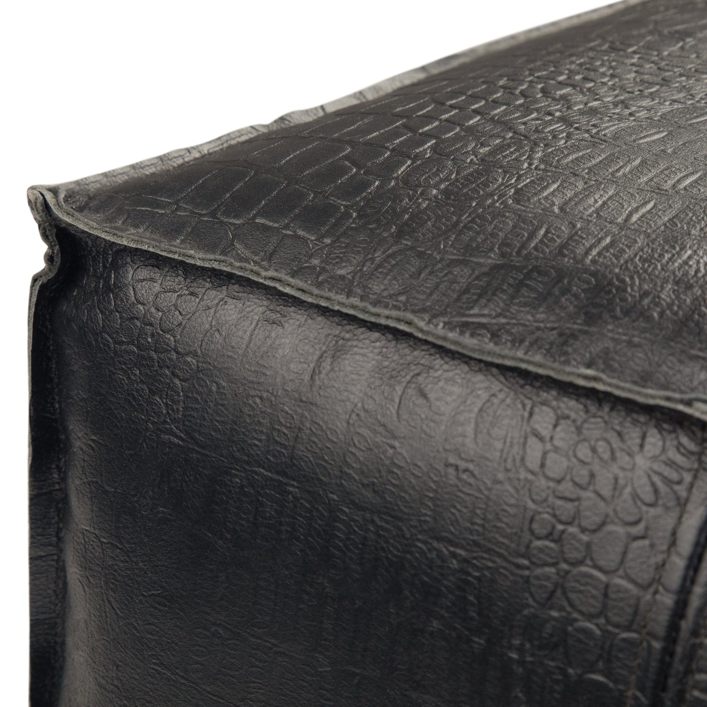 Brody 18 Inch Wide Square Top Stitch Pouf in Textured