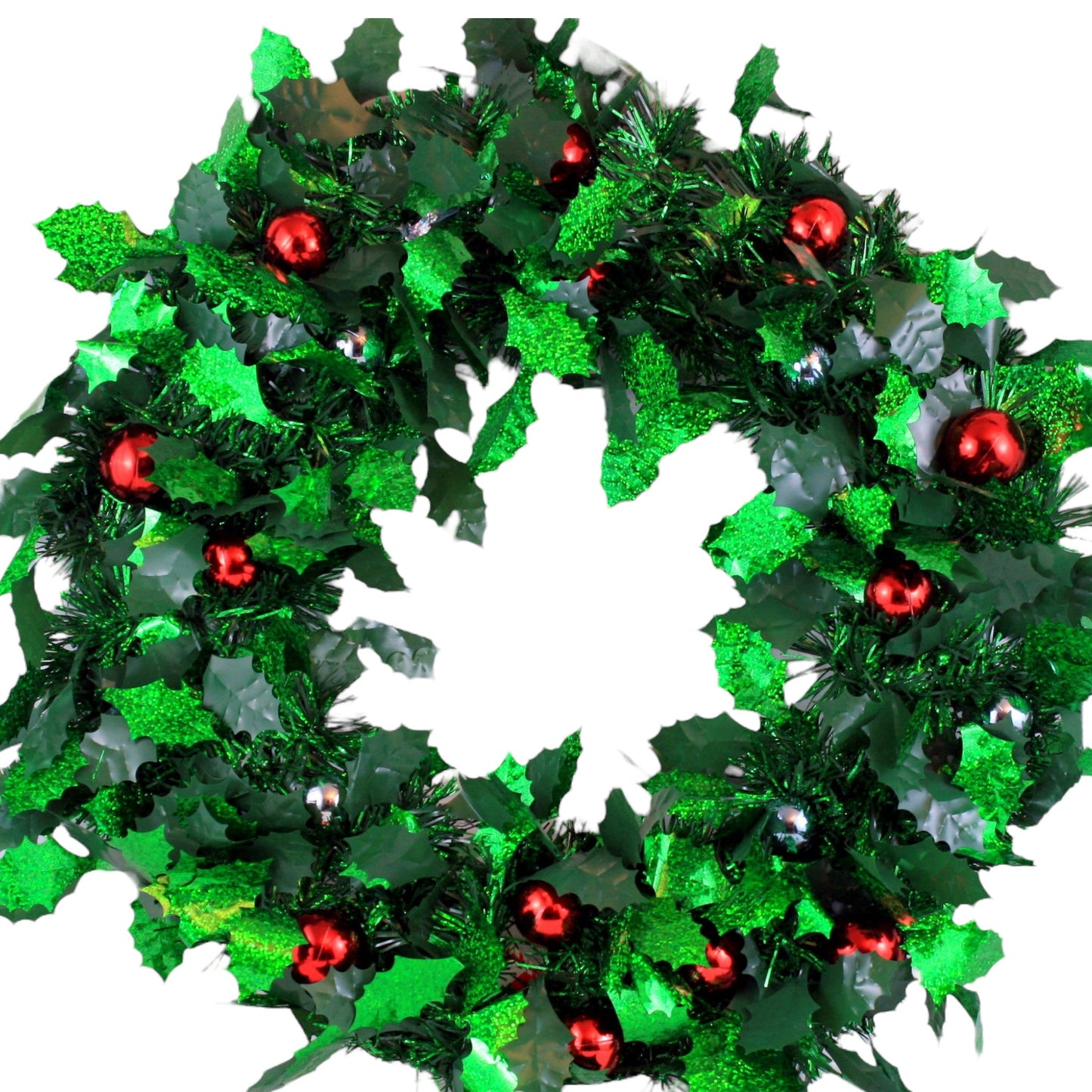 Large Tinsel Wreath with Holly and Berries