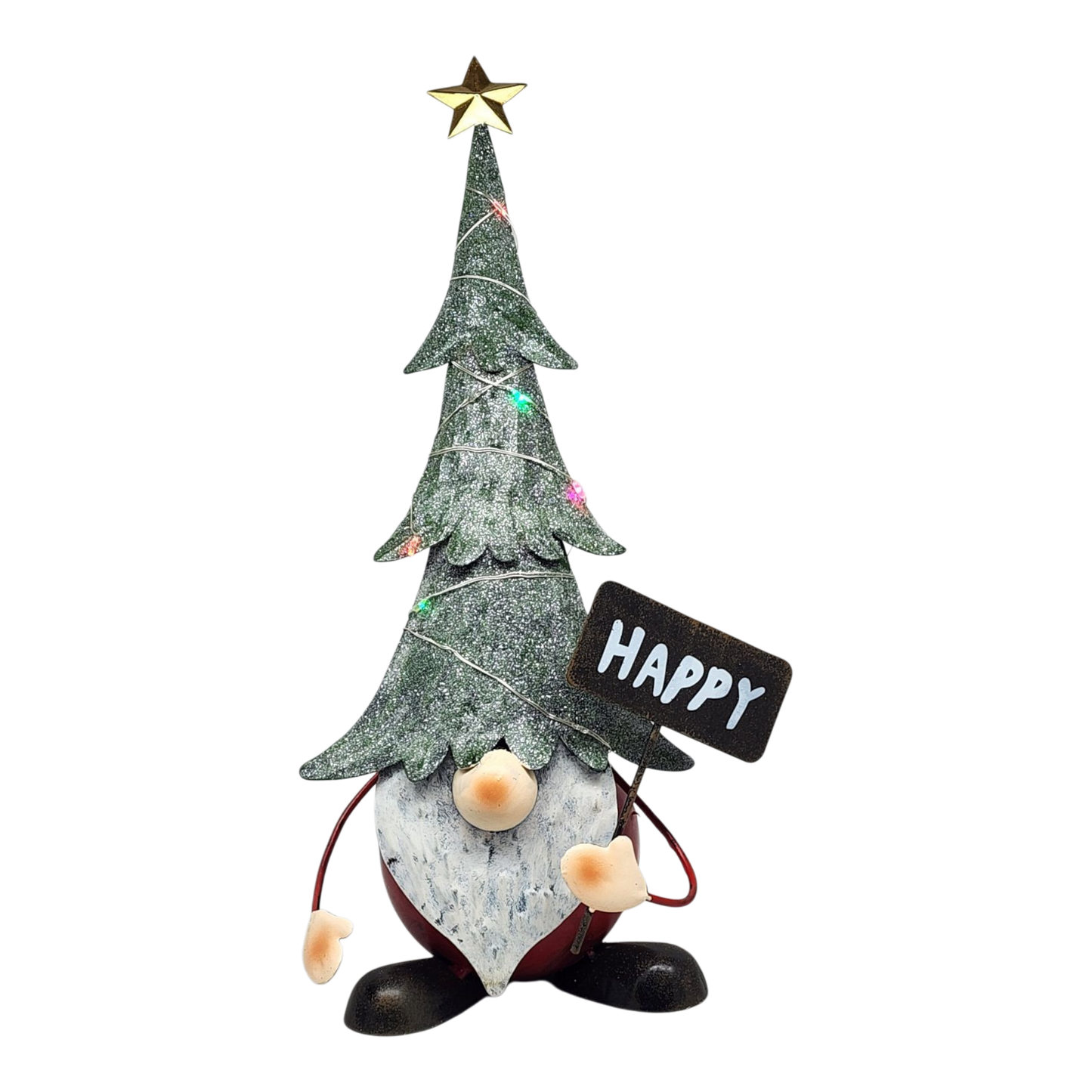 Lighted Metal Gnome Figurine -