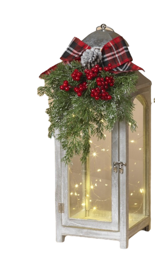 White Holiday Lantern B/O
