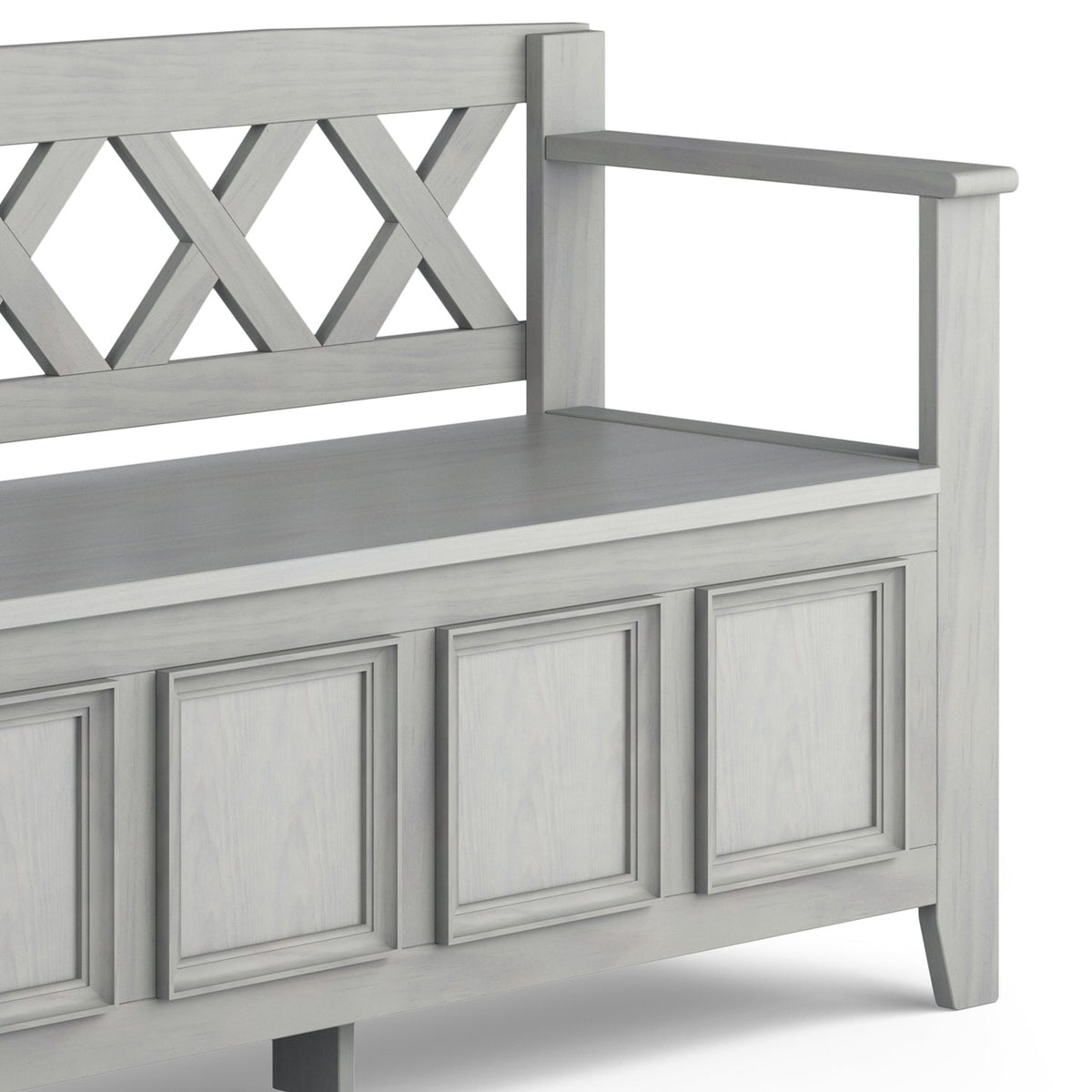 Amherst Solid Wood Entryway Storage Bench in Fog