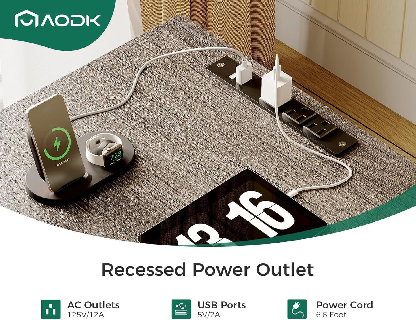 L Shaped Computer Desk with File Cabinet and LED Light