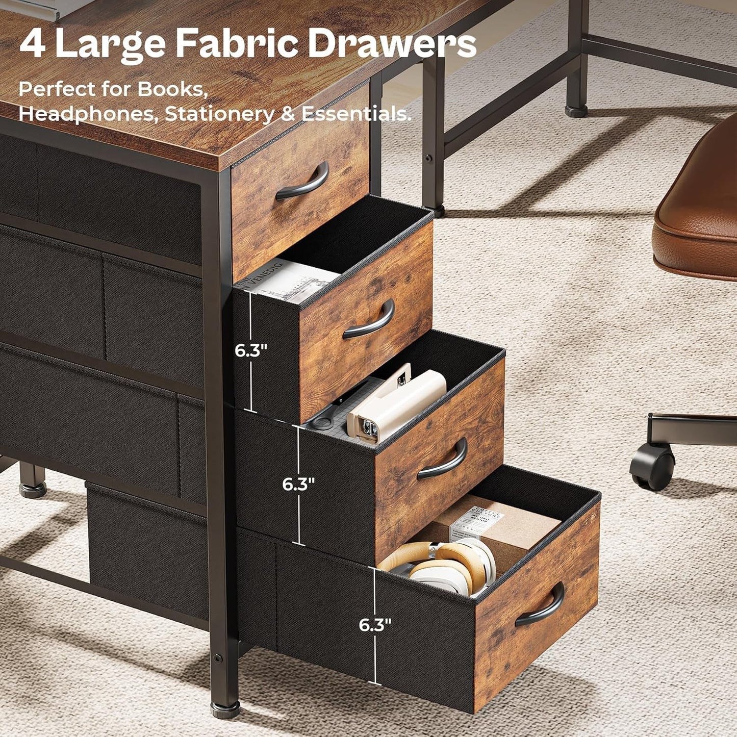 L Shaped Desk with Power Outlets and USB Port