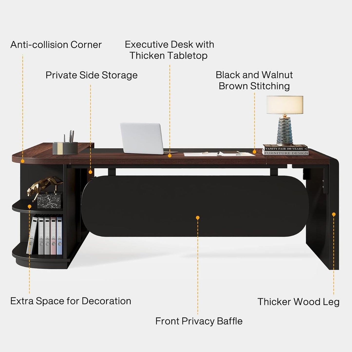 L Shaped Desk With Storage Shelves For Home Office