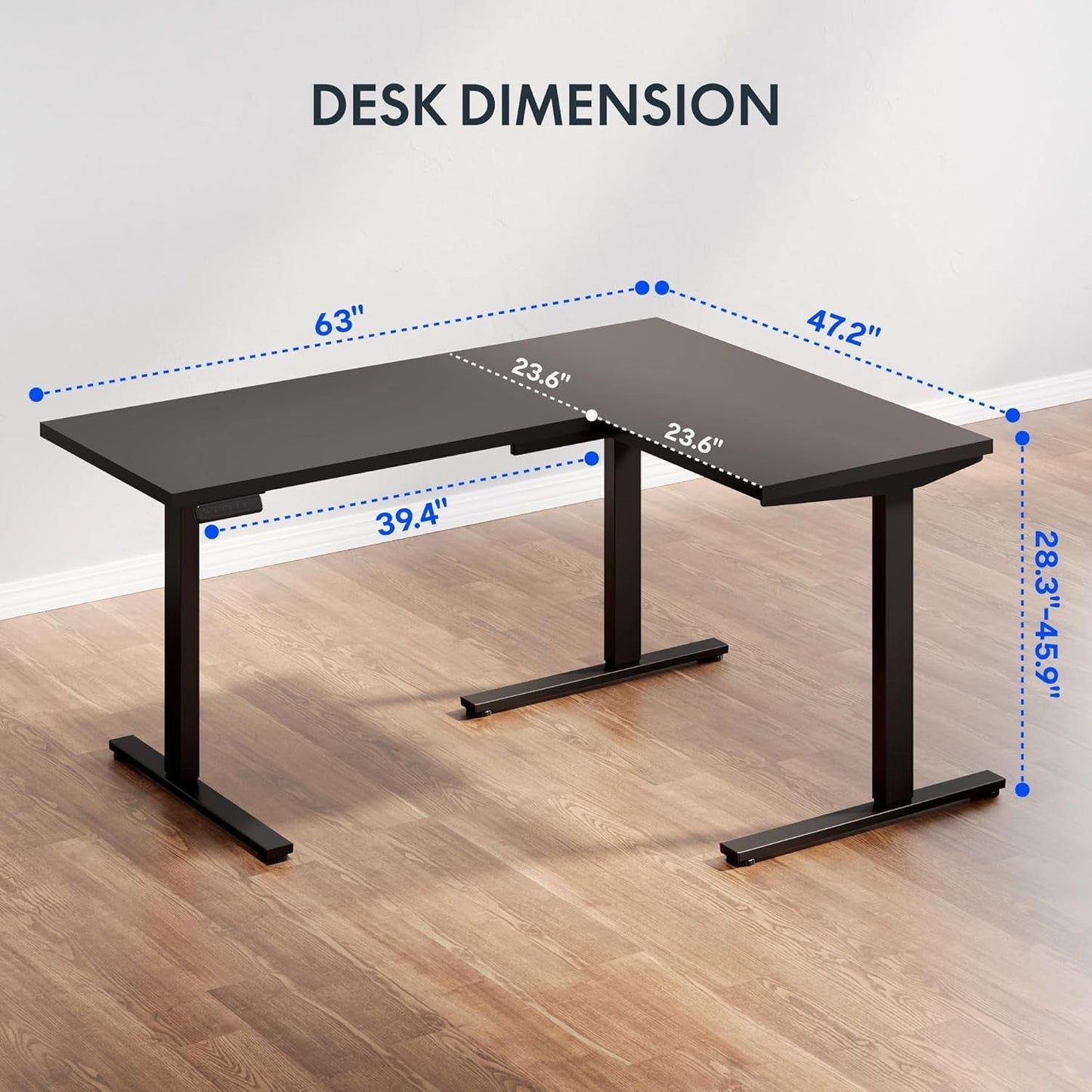 L Shaped Electric Height Adjustable Desk with Drawer
