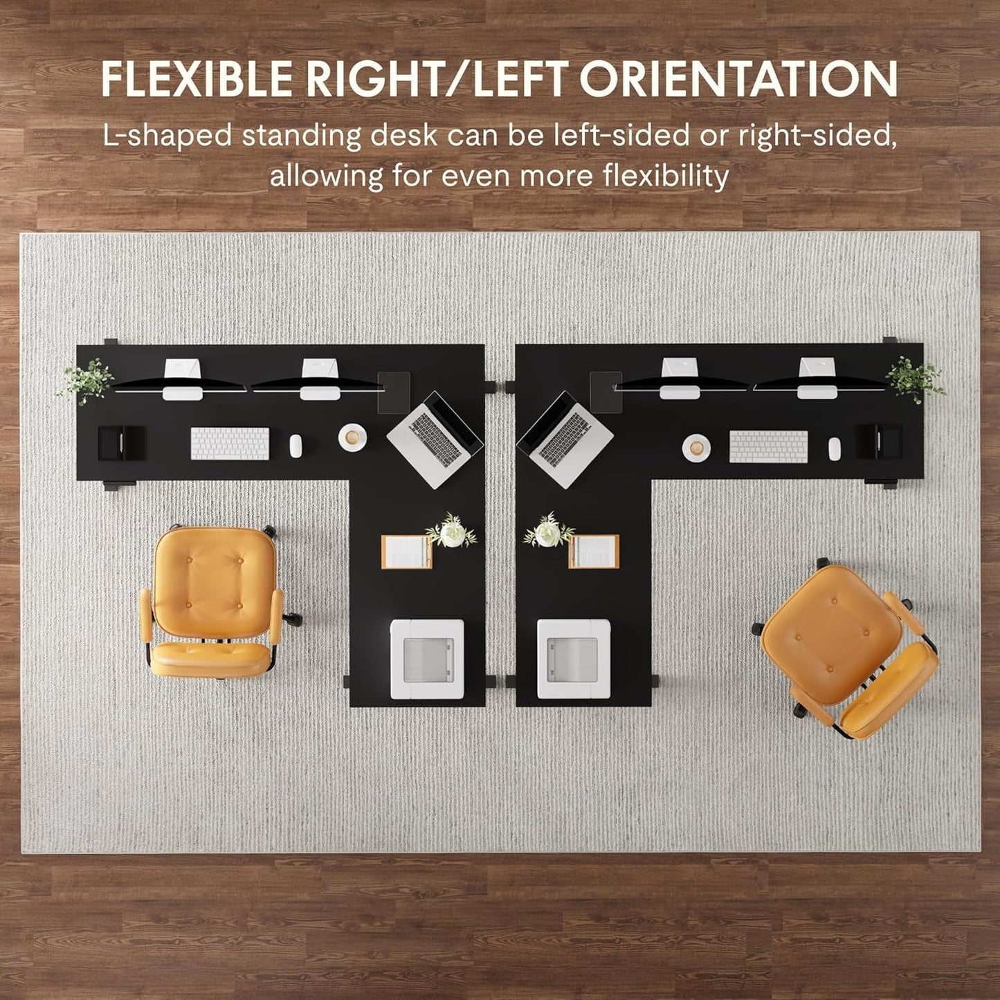 L Shaped Electric Height Adjustable Desk with Drawer