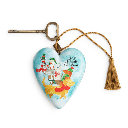 Best Friend's Christmas Art Heart Sculpture