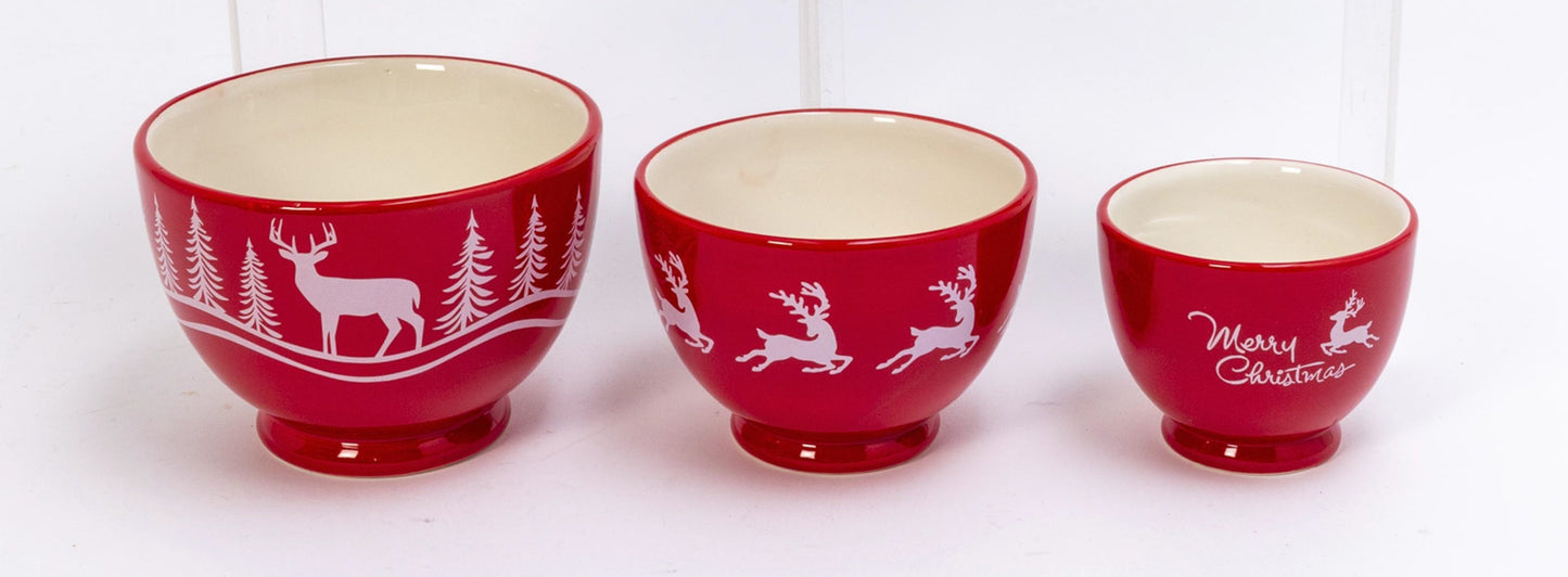 Dolomite Holiday Bowls - Set of 3 - Reindeer