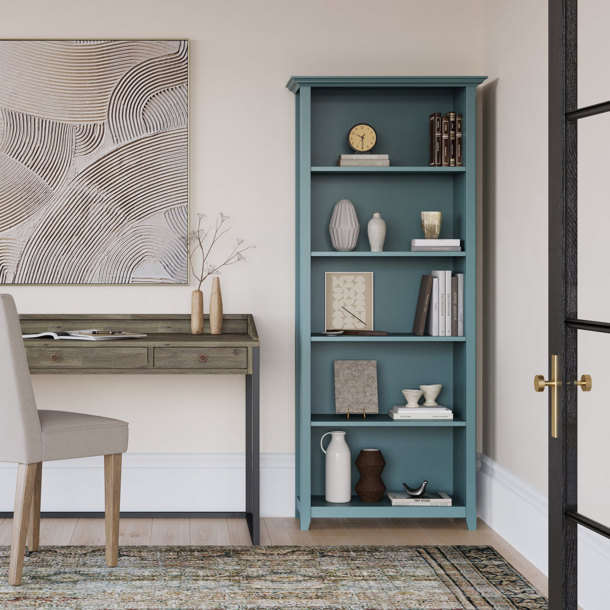Amherst 30 Inch Solid Wood 5 Shelf Bookcase in French