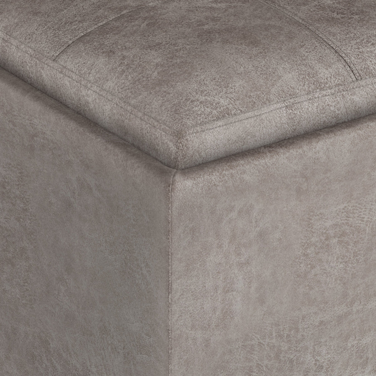 Rockwood 17 Inch Wide Cube Storage Ottoman with Tray in Distressed