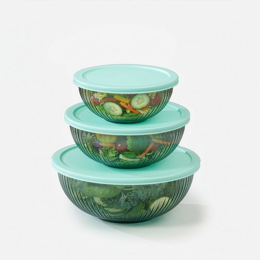 Borosilicate Glass Mixing Bowl Set - Diamond Blue