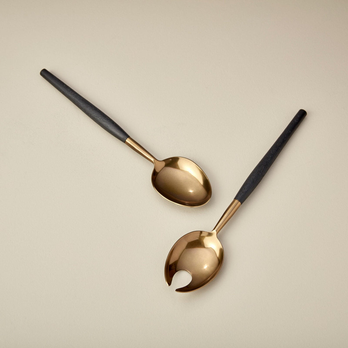 Mango Wood and Aged Bronze Serving Set