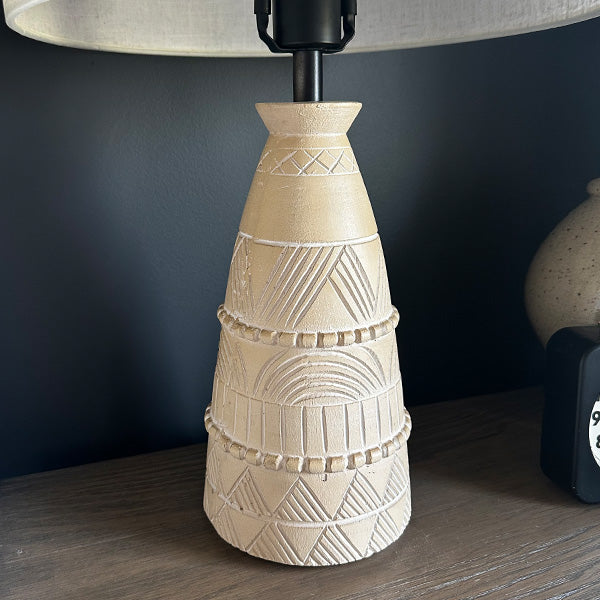 Intricate Beige Bedside Table Lamp