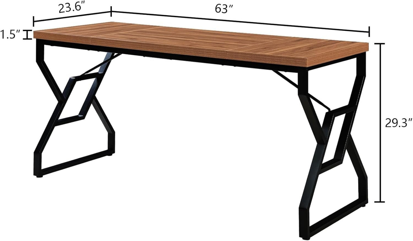 Large 63 Inch Rustic Executive Desk for Home Office