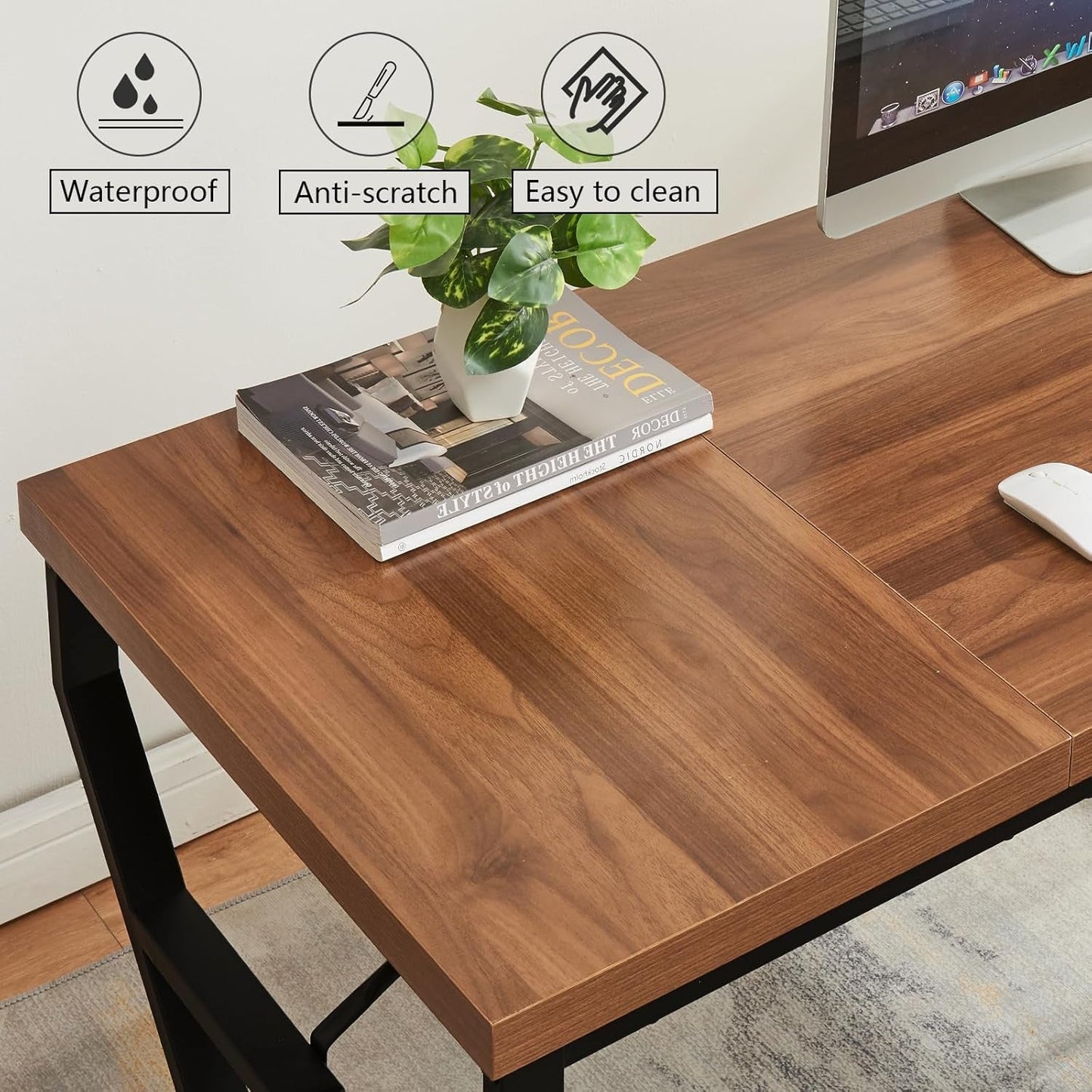 Large 63 Inch Rustic Executive Desk for Home Office