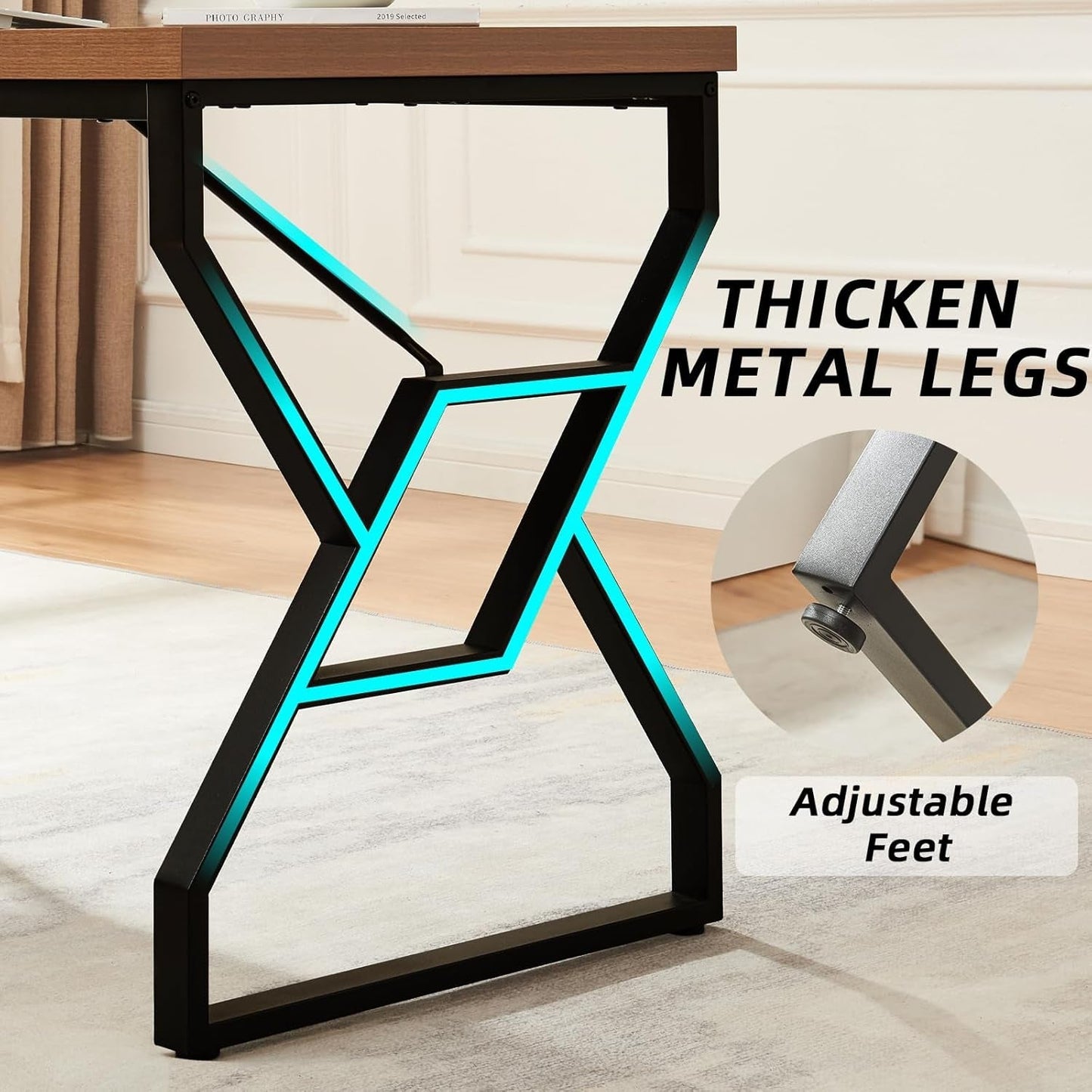 Large 63 Inch Rustic Executive Desk for Home Office