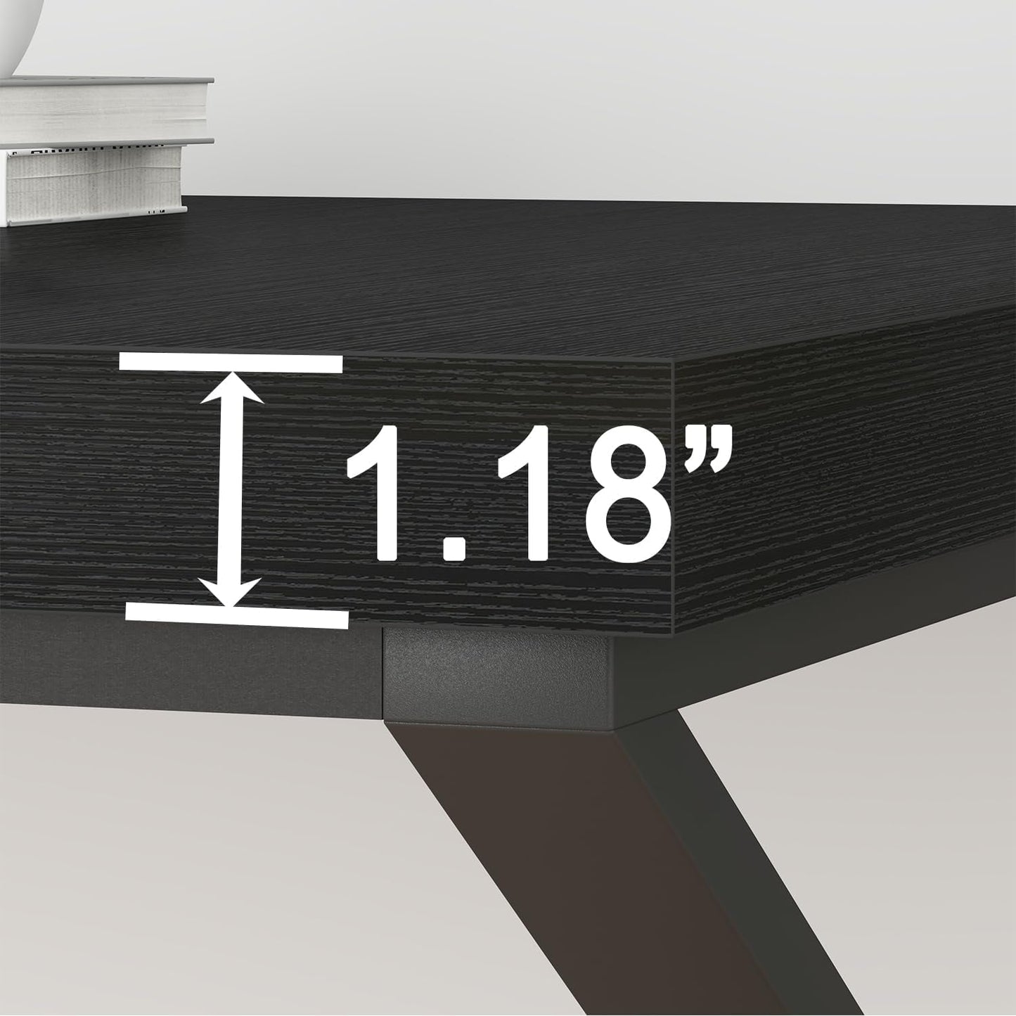 Large Black Desk for Two Monitors and Workstations