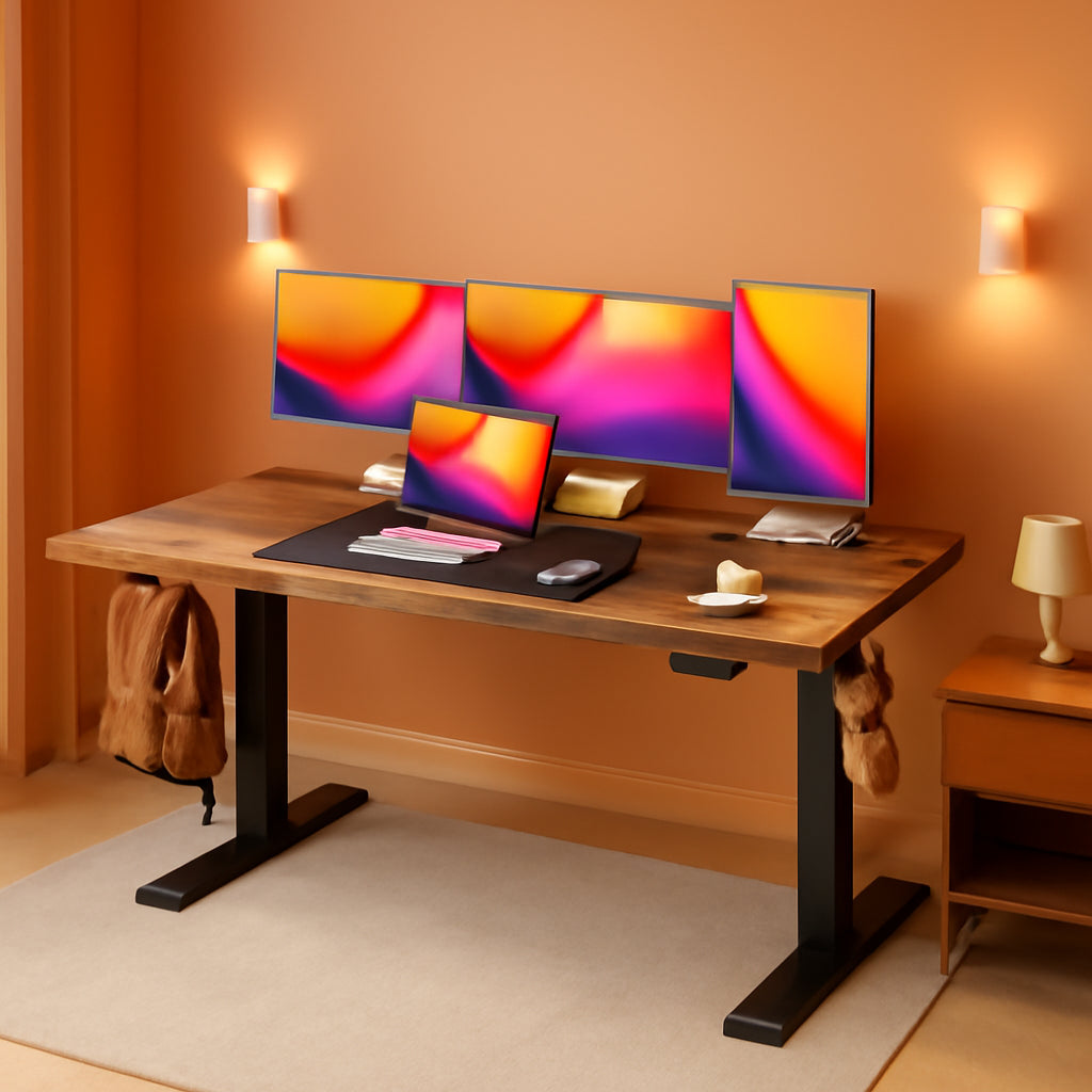 Large Electric Standing Desk Adjustable Height with Hooks