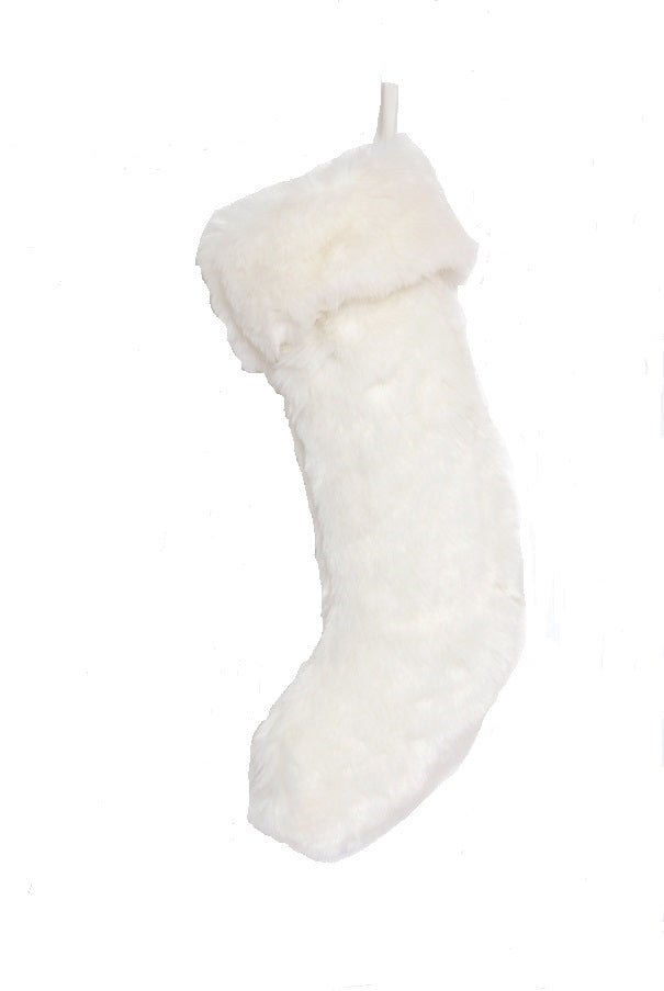 Handmade Large Faux Fur Christmas Stocking - White Arcadia Home