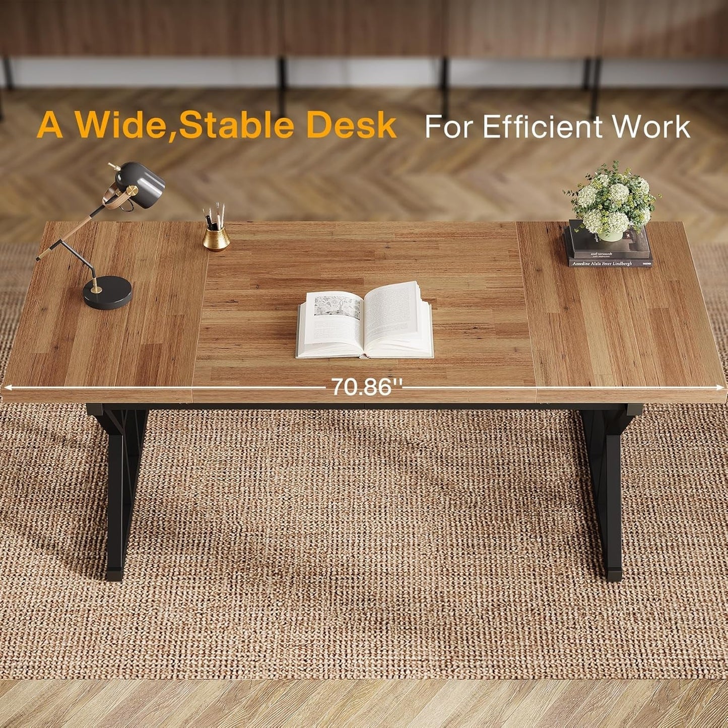 Large Industrial Executive Desk for Home Office Use