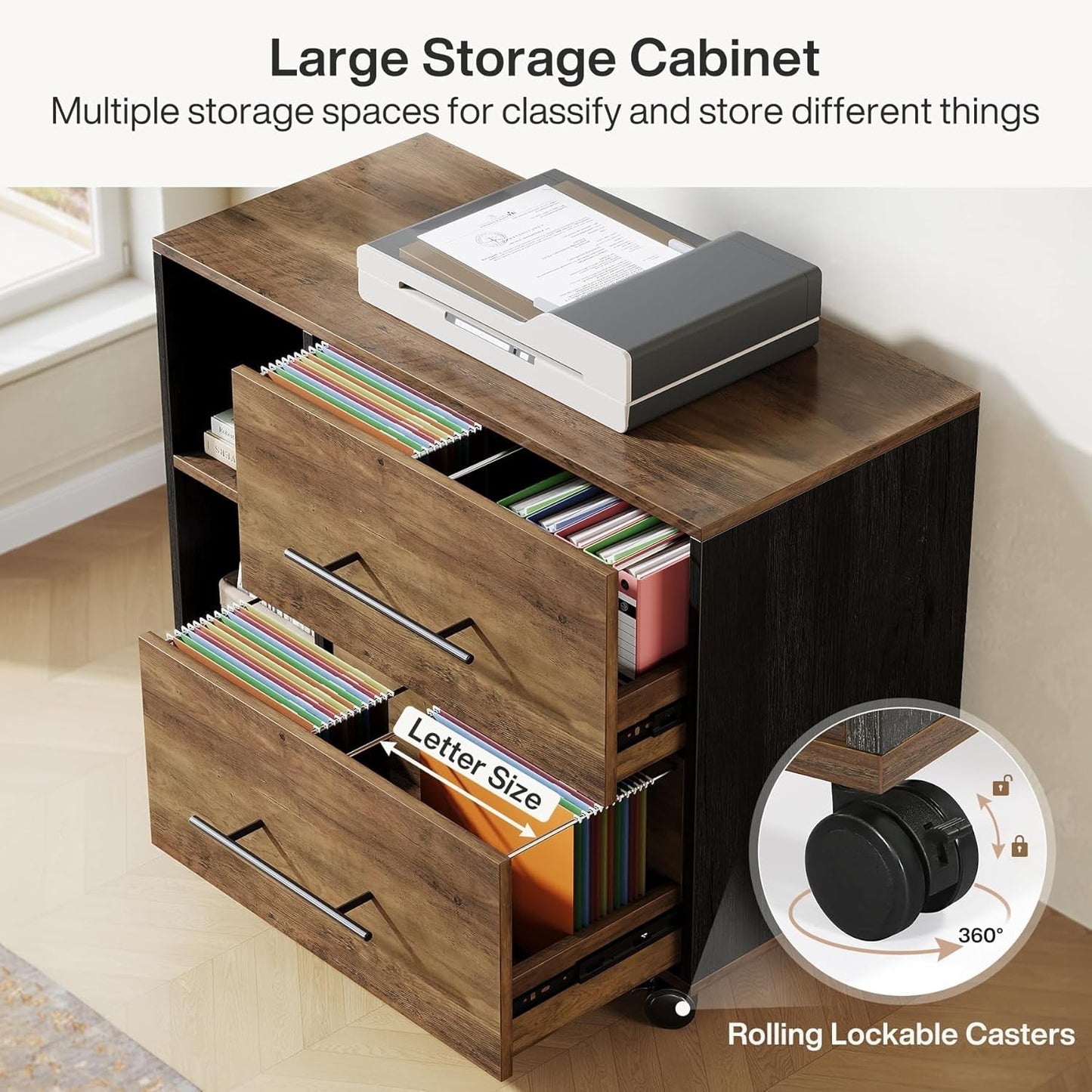 Large L Shaped Executive Desk with Mobile File Cabinet